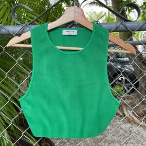 Aritzia Babaotn Green Sculpt Ribbed Crop Tank Size Medium